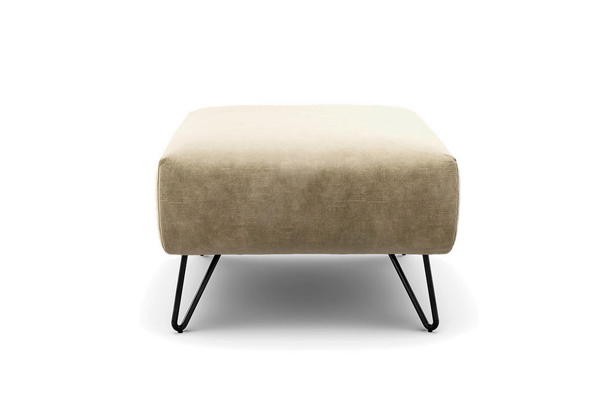 HOCKER Samt Naturfarben  - Schwarz/Naturfarben, Design, Textil/Metall (90/70/46cm) - SENSOO