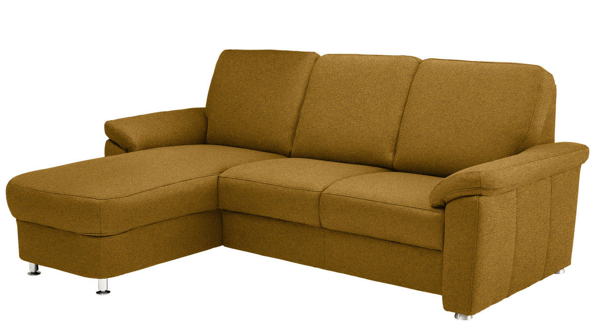 ECKSOFA in Flachgewebe Braun, Grün  163/220 cm  - Chromfarben/Braun, KONVENTIONELL, Textil/Metall (163/220cm) - Beldomo System
