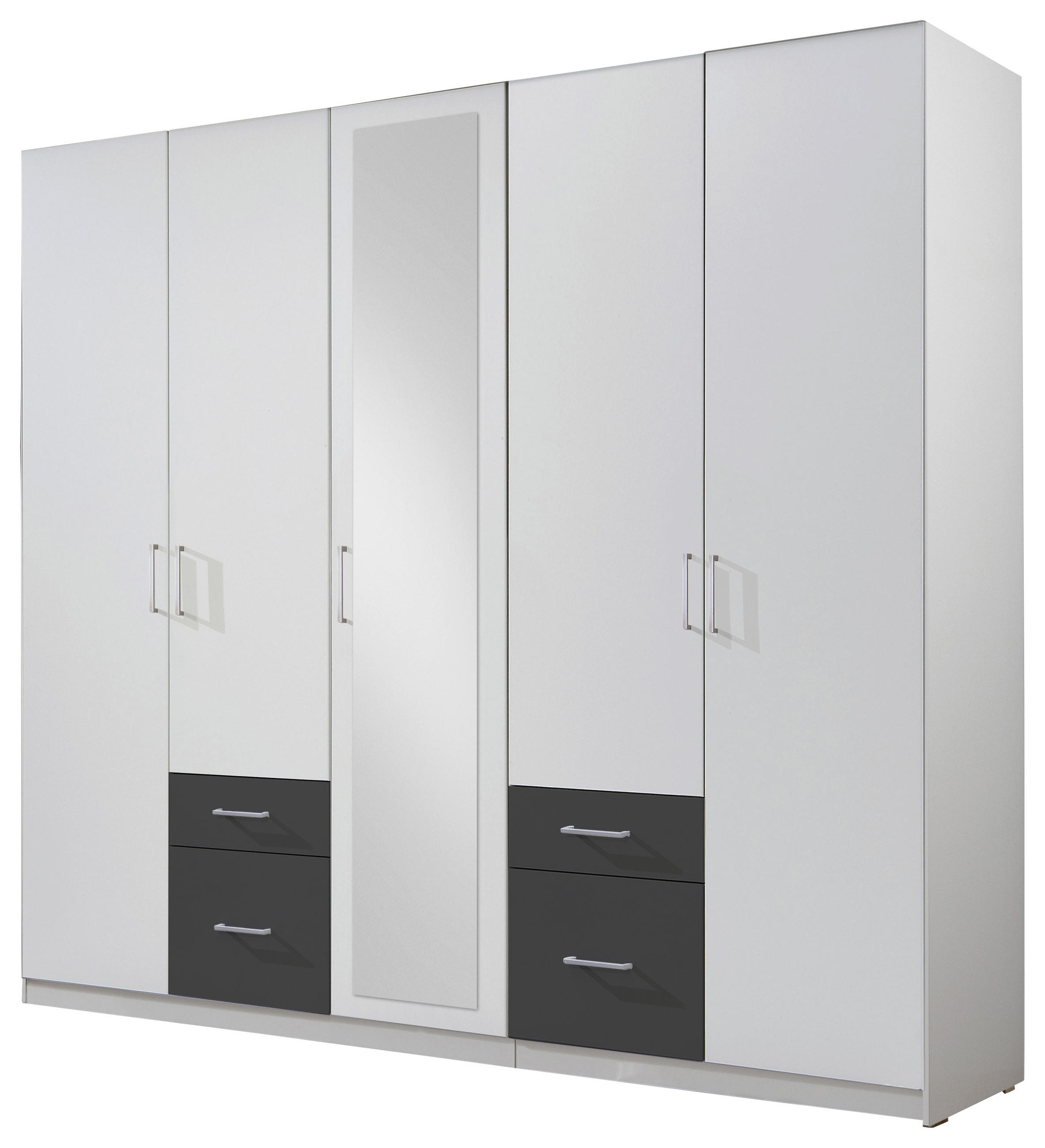 Kleiderschrank in Graphitfarben, Weiß