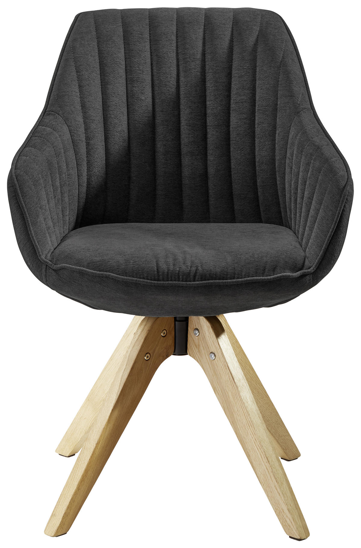 ARMLEHNSTUHL  in Velours  - Anthrazit/Naturfarben, Design, Holz/Textil (60/83/65cm) - Hom`in