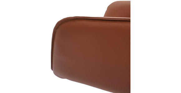 ARMLEHNSTUHL in Eisen Echtleder pigmentiert - Cognac/Schwarz, Design, Leder/Metall (64/87/60cm) - Novel
