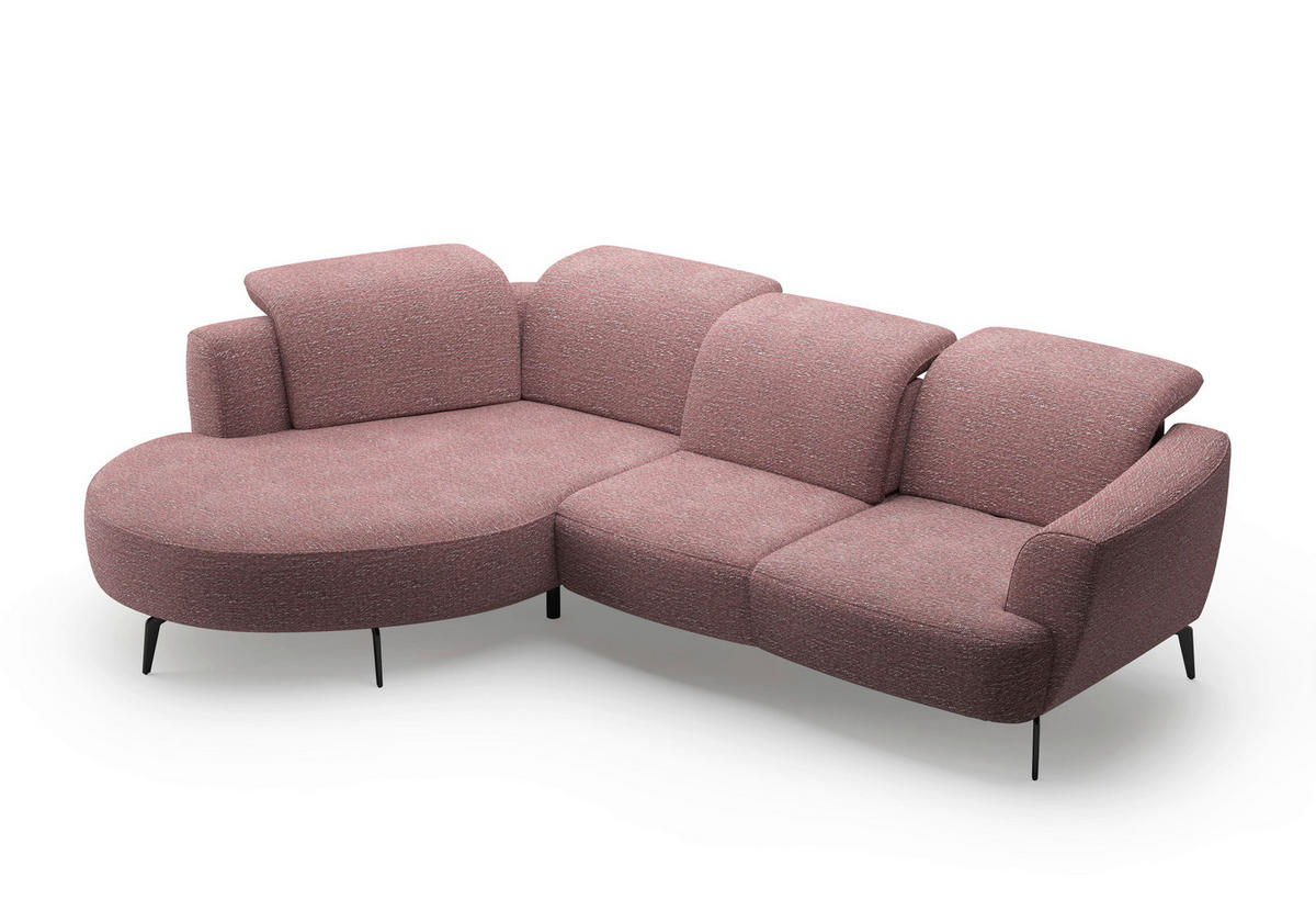 ECKSOFA ZOE E Aubergine Chenille  - Aubergine/Schwarz, KONVENTIONELL, Textil/Metall (199/309cm) - Sit & More