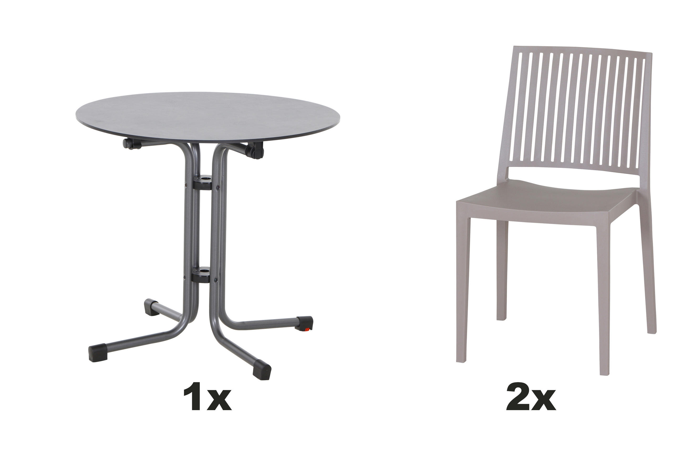 GARTENGARNITUR 3-teilig  - Taupe/Anthrazit, Basics, Holzwerkstoff/Kunststoff (80/80/80cm) - Siena Garden