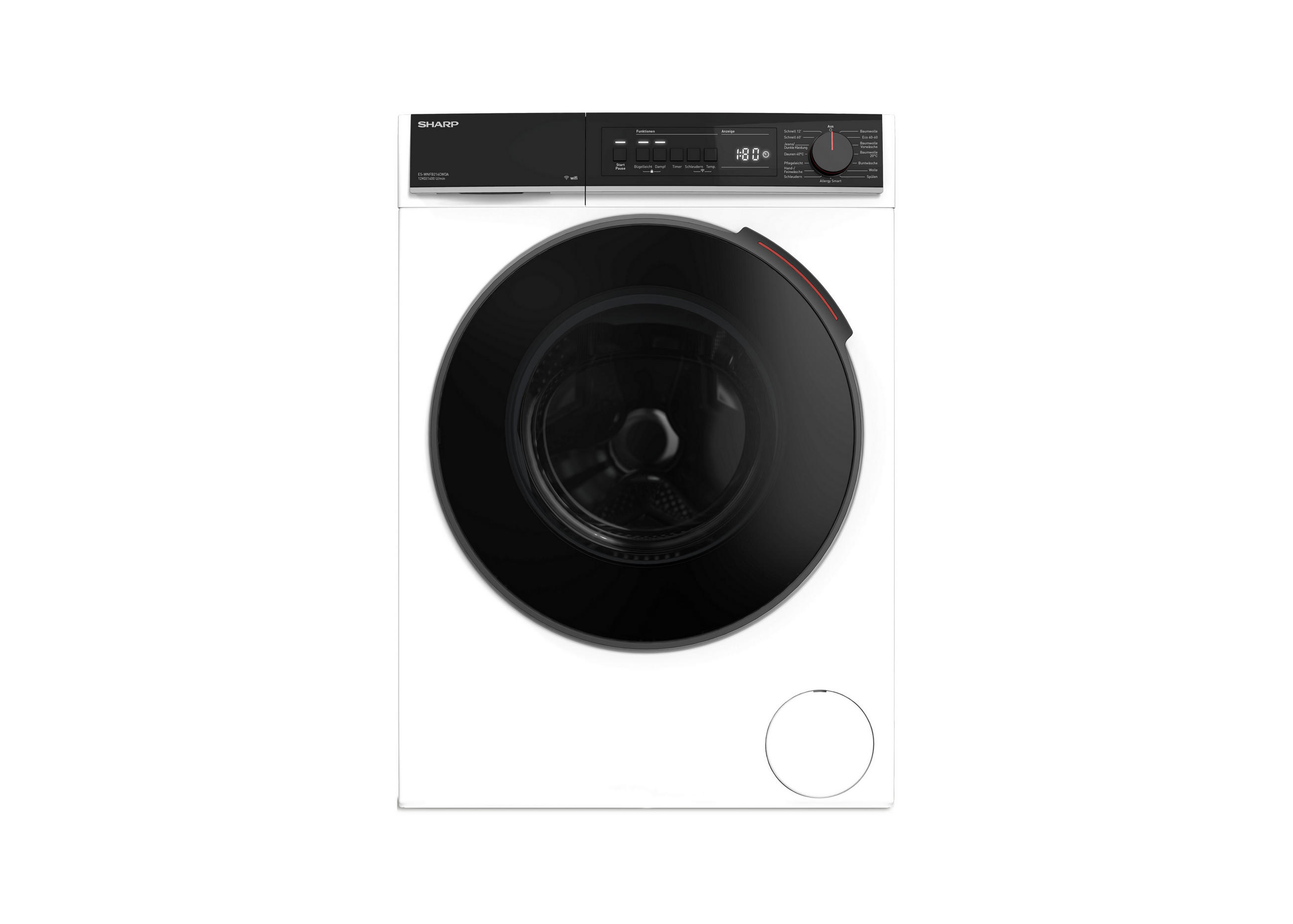WASCHMASCHINE ES-WNFB214CWDA-DE  - Weiß, Basics, Glas/Kunststoff (59.7/84.5/63.2cm) - Sharp
