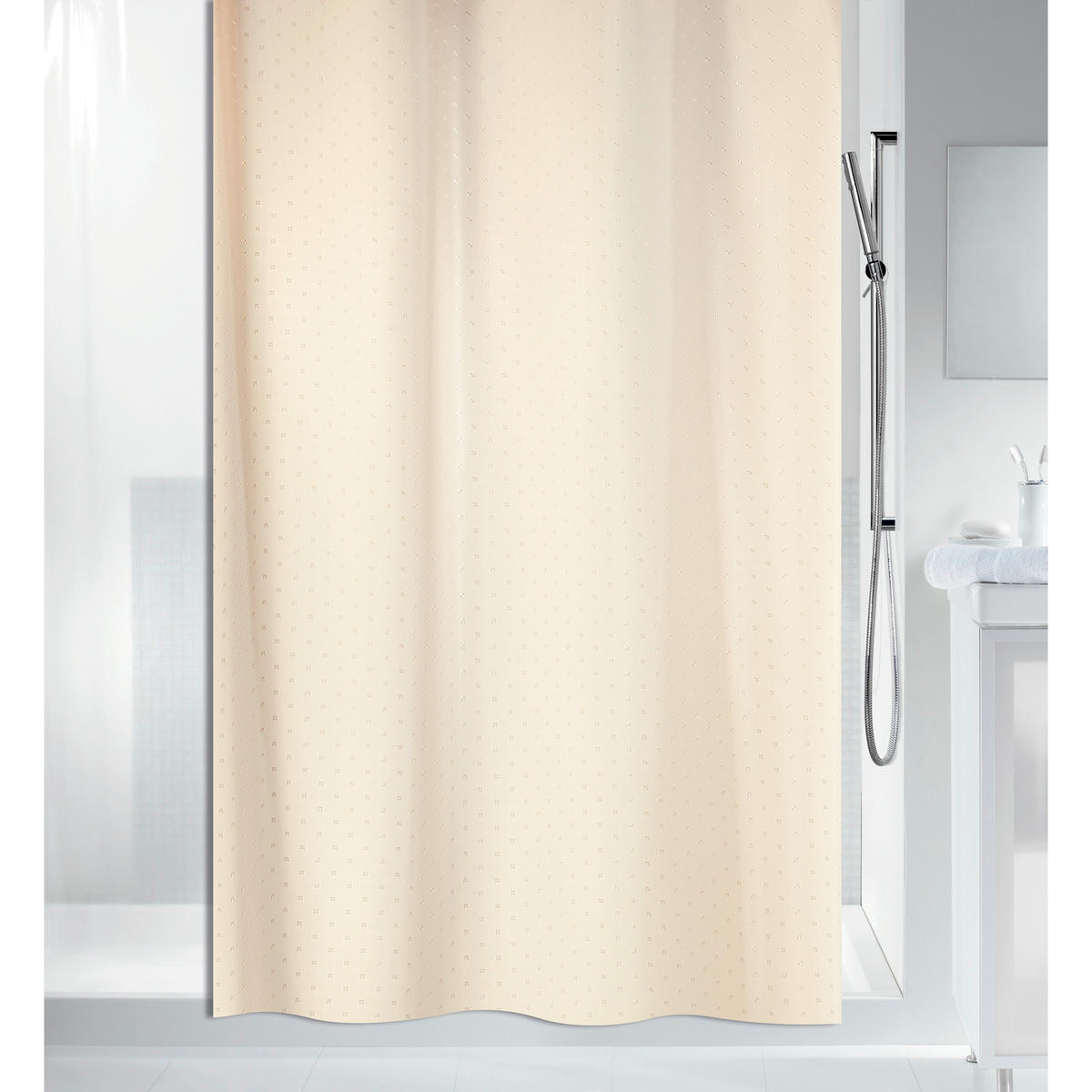DUSCHVORHANG RICCO 180/200 cm  - Beige, Basics, Textil (180/200cm) - Spirella