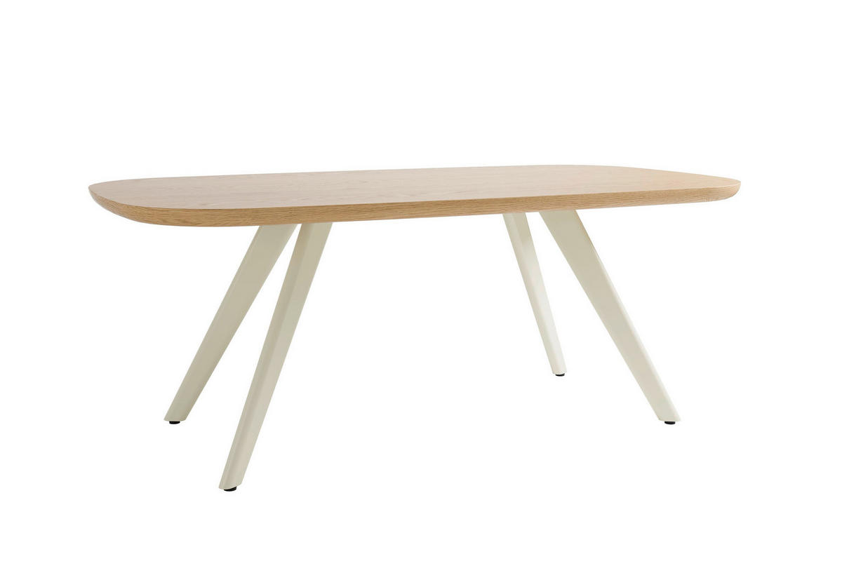 ESSTISCH 200/100/76 cm Nachbildung  Metall, Holzwerkstoff bootsförmig Eiche Bianco  - Eiche Bianco/Schwarz, MODERN, Holzwerkstoff/Metall (200/100/76cm) - Schöner Wohnen
