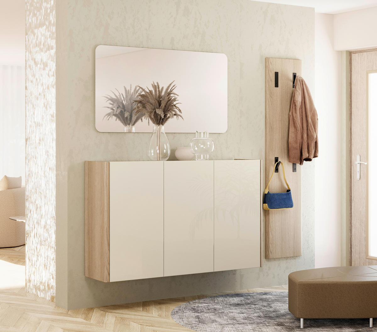 GARDEROBENPANEEL  in 40/170/3,7 cm  - Eiche Bianco, Design, Holzwerkstoff (40/170/3,7cm) - Voleo
