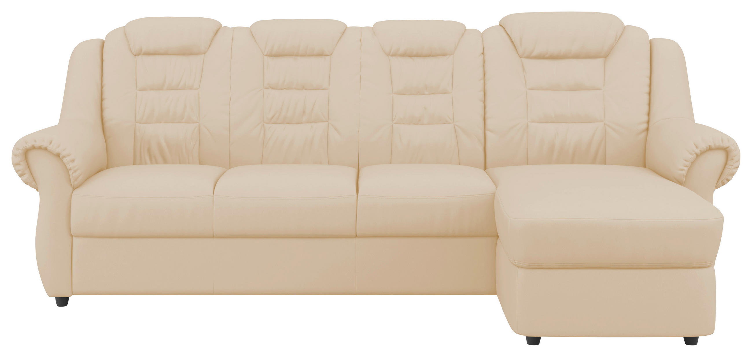 ECKSOFA Beige Lederlook  - Beige/Schwarz, KONVENTIONELL, Kunststoff/Textil (262/165cm) - Livetastic
