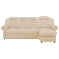 ECKSOFA Beige Lederlook  - Beige/Schwarz, KONVENTIONELL, Kunststoff/Textil (262/165cm) - Livetastic