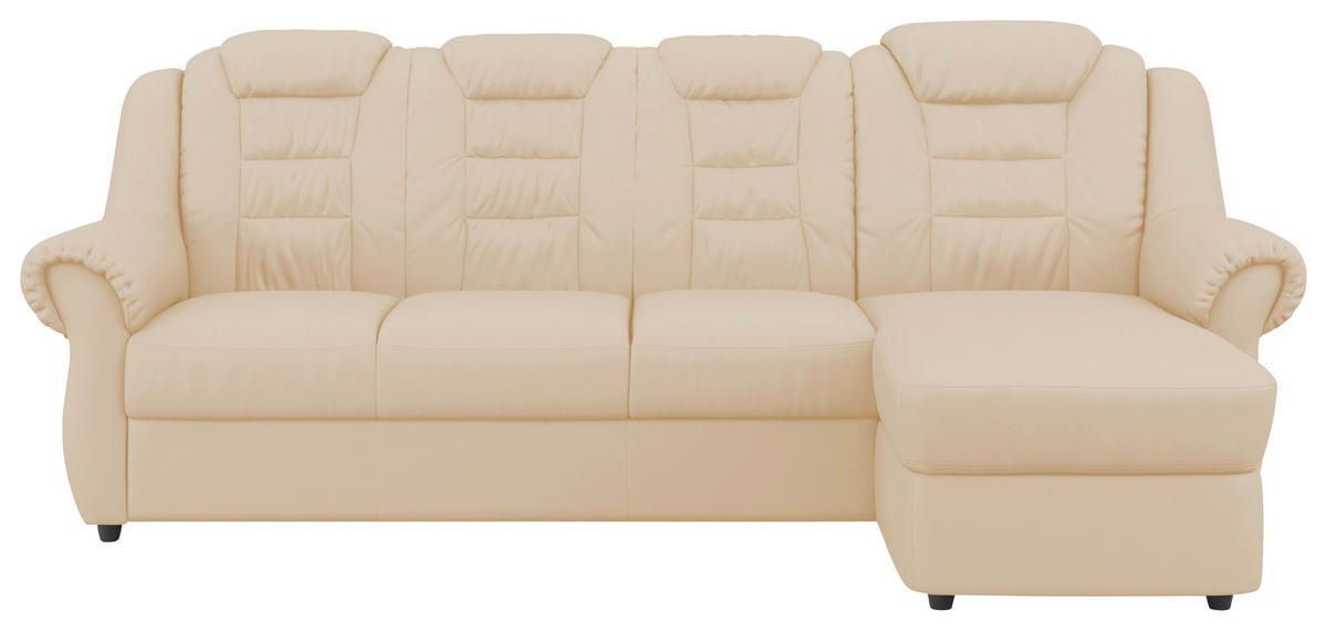 ECKSOFA Beige Lederlook  - Beige/Schwarz, KONVENTIONELL, Kunststoff/Textil (262/165cm) - Livetastic