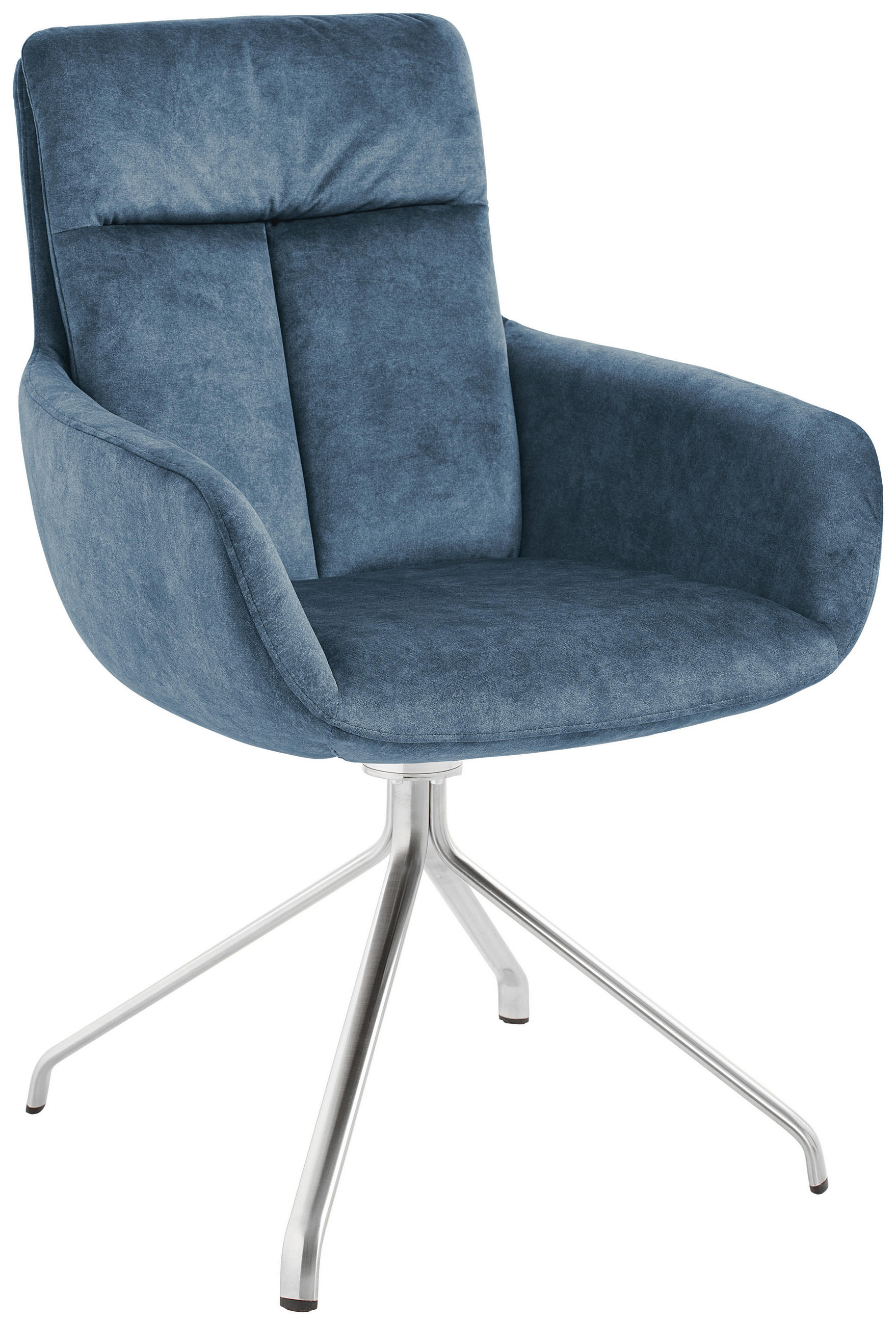 ARMLEHNSTUHL  Lederauswahl, Stoffauswahl, Sitzfläche 360° drehbar, Gestellauswahl, automatische Rückholfunktion Velours  Edelstahlfarben, Petrol  - Edelstahlfarben/Petrol, Design, Textil/Metall (61/90/64cm) - Venjakob