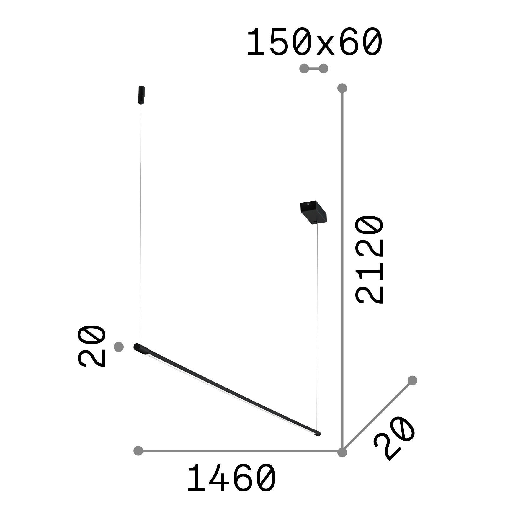 HÄNGELEUCHTE 146/2/27-212 cm  - Schwarz, Design, Kunststoff/Metall (146/2/27-212cm) - Ideal Lux