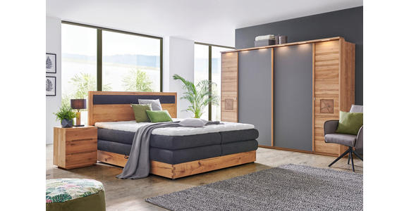 SCHWEBETÜRENSCHRANK  in Taupe, Eichefarben  - Taupe/Eichefarben, Natur, Glas/Holz (286/215/74cm) - Linea Natura