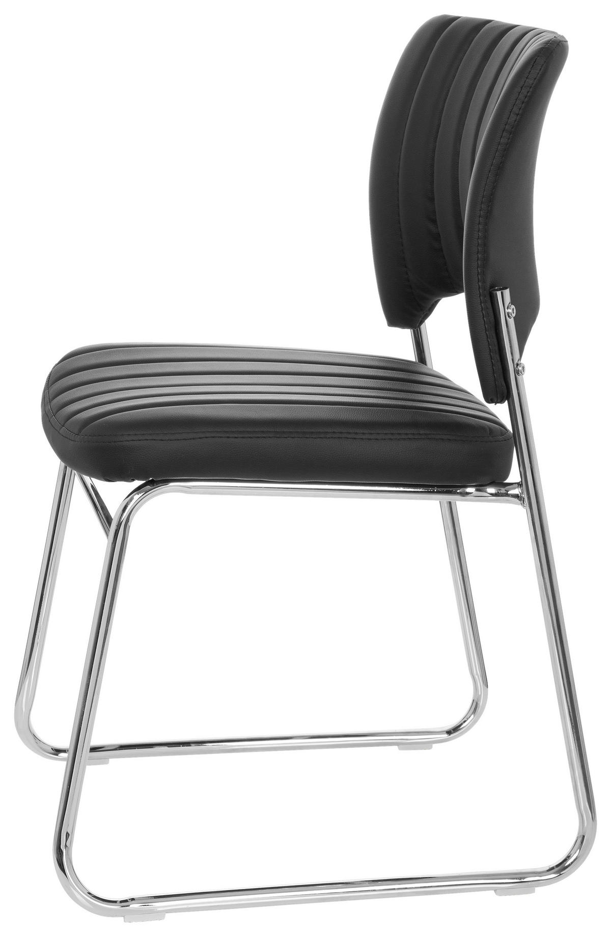 BESUCHERSTUHL Schwarz  - Chromfarben/Schwarz, MODERN, Textil/Metall (44/82/52cm) - MID.YOU