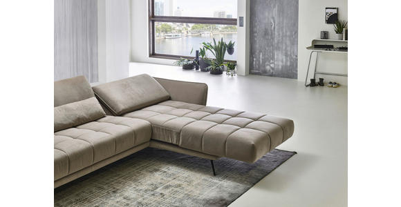 ECKSOFA in Mikrofaser Hellbraun  - Hellbraun/Schwarz, KONVENTIONELL, Textil/Metall (285/178cm) - Carryhome