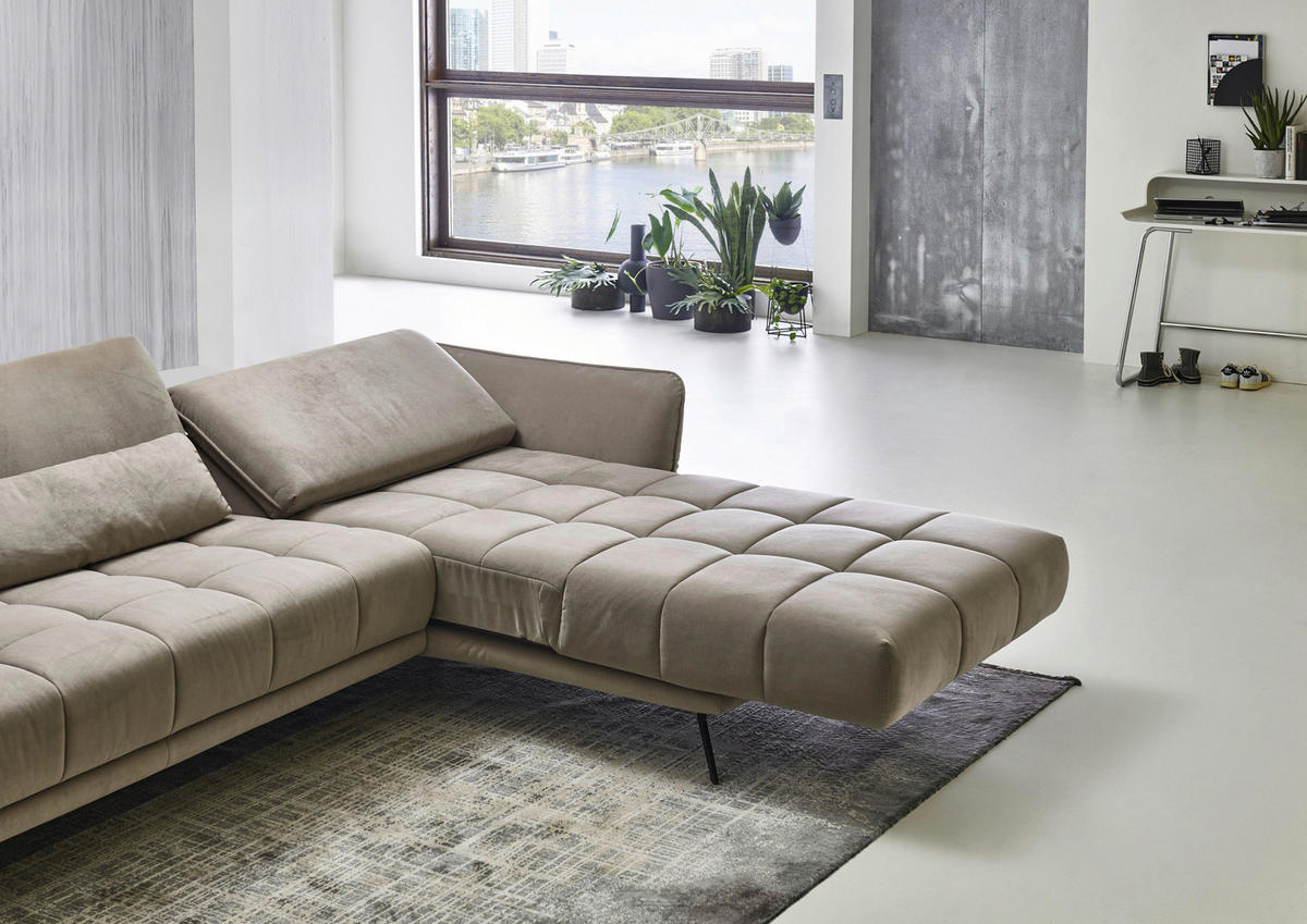 ECKSOFA in Mikrofaser Hellbraun  - Hellbraun/Schwarz, Konventionell, Textil/Metall (285/178cm) - Carryhome