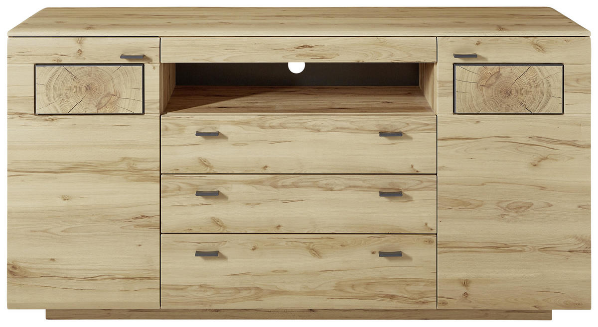 SIDEBOARD Bern  in 175/98/47 cm  - Buchefarben/Graphitfarben, KONVENTIONELL, Holzwerkstoff/Metall (175/98/47cm) - Xora
