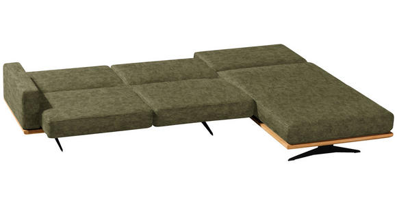 ECKSOFA in Flachgewebe Grün  - Schwarz/Grün, Natur, Textil/Metall (326/170cm) - Valnatura