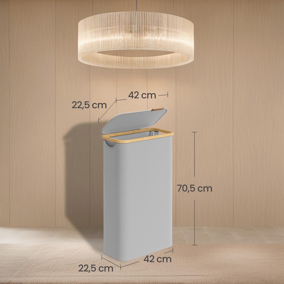 WÄSCHEKORB - Grau, Trend, Naturmaterialien/Kunststoff (42/70,5/22,5cm) - Boxxx