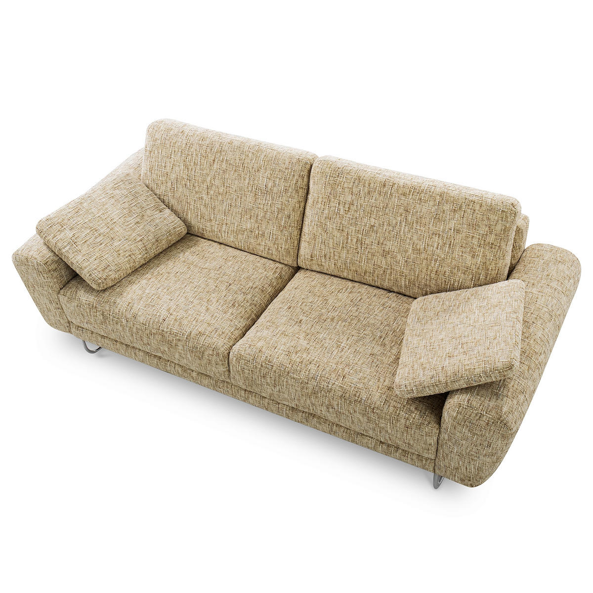 3-SITZER-SOFA SPRING in Webstoff Hellbraun Modern  - Chromfarben/Hellbraun, Design, Textil/Metall (187/85/92cm) - Livetastic