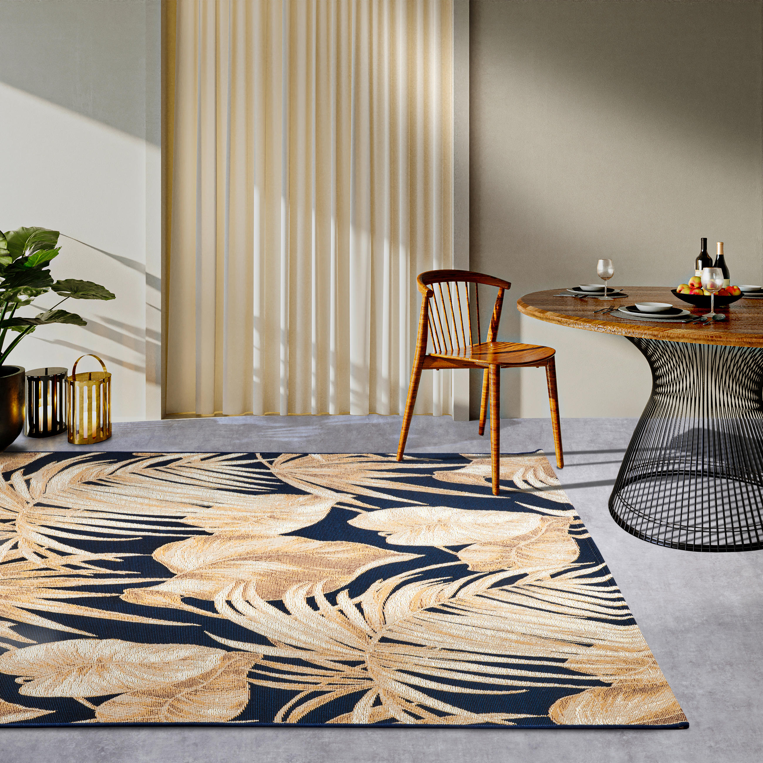 OUTDOORTEPPICH 120/180 cm Kollektion 1767 Goldfarben, Dunkelblau  - Goldfarben/Dunkelblau, Design, Kunststoff (120/180cm) - Villeroy & Boch