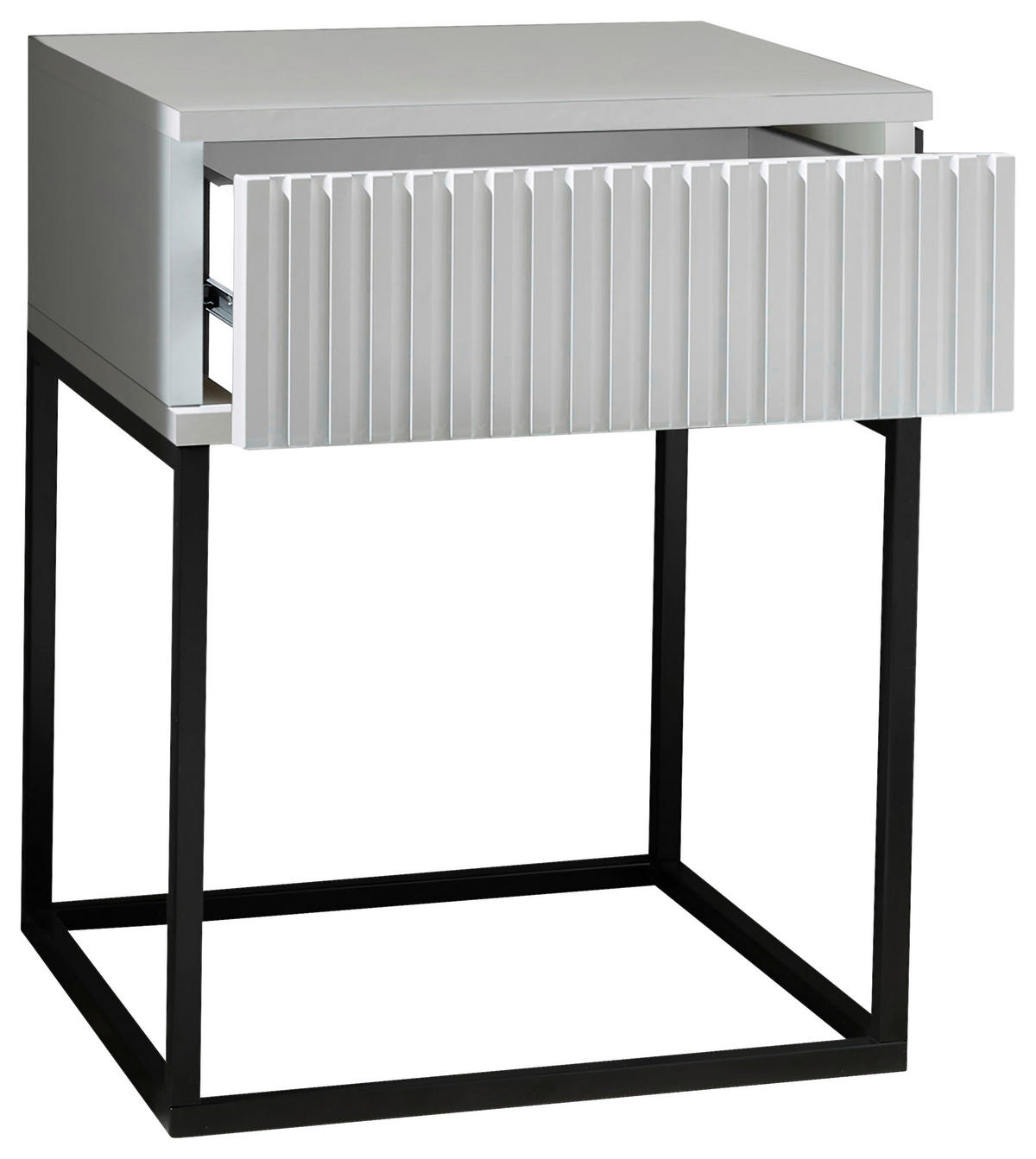 NOČNA OMARICA, črna, bela  - črna/bela, Moderno, kovina/leseni material (40/52/38,5cm) - Livetastic