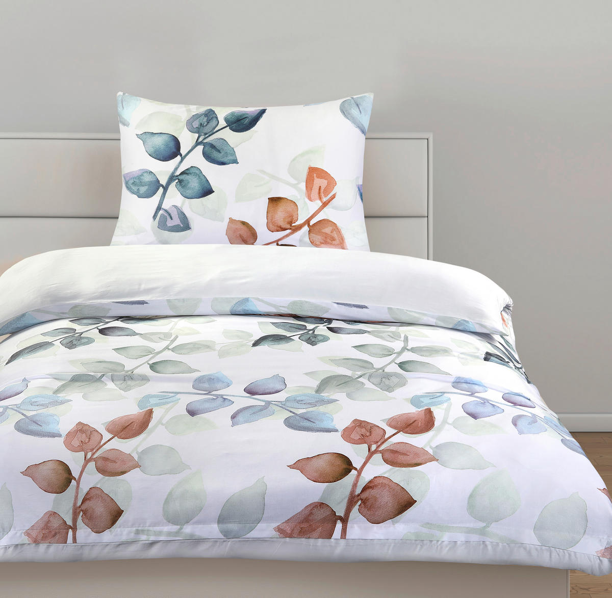 BETTWÄSCHESET Satin 160/210 cm  70 cm/50 cm  - Weiss/Pastellblau, Basics, Textil (160/210cm) - Ambiente