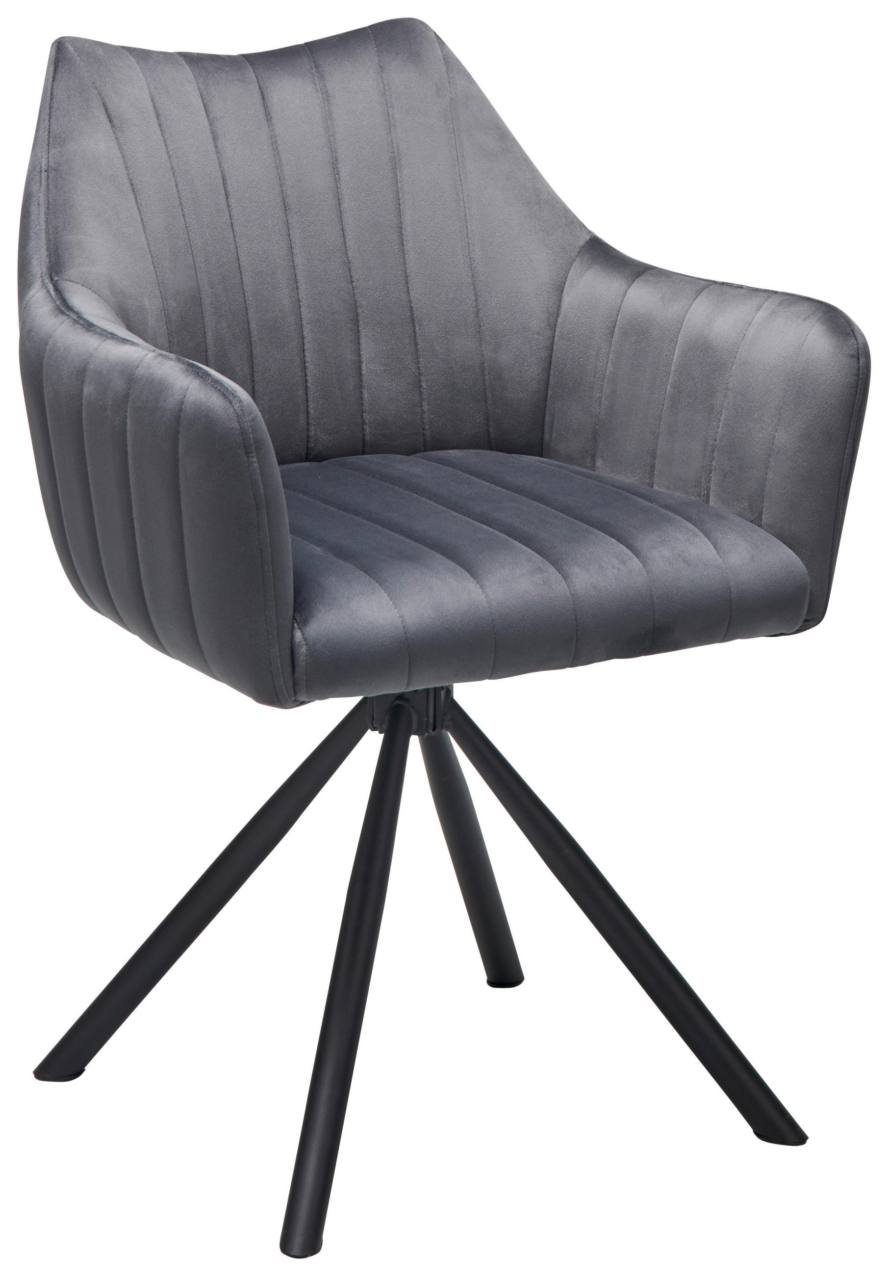 ARMLEHNSTUHL  in Eisen Samt  - Schwarz/Grau, LIFESTYLE, Textil/Metall (60/83/59cm) - MID.YOU