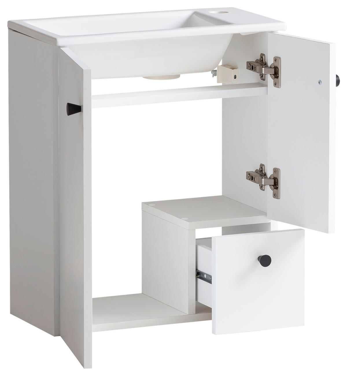 WASCHTISCHKOMBI  - Weiß Hochglanz/Schwarz, MODERN, Keramik/Holzwerkstoff (50/60/25cm) - MID.YOU