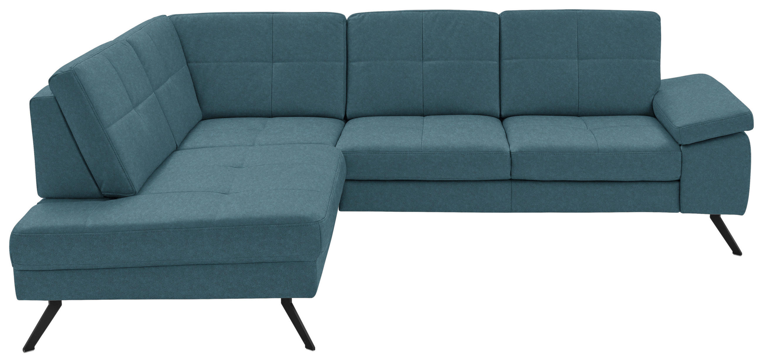 ECKSOFA in Lederlook, Mikrofaser Blau  - Blau/Schwarz, Design, Textil/Metall (194/261cm) - Beldomo System
