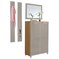 GARDEROBE 4-teilig  in 135/195/37 cm  - Taupe/Eichefarben, Design, Glas/Holz (135/195/37cm)