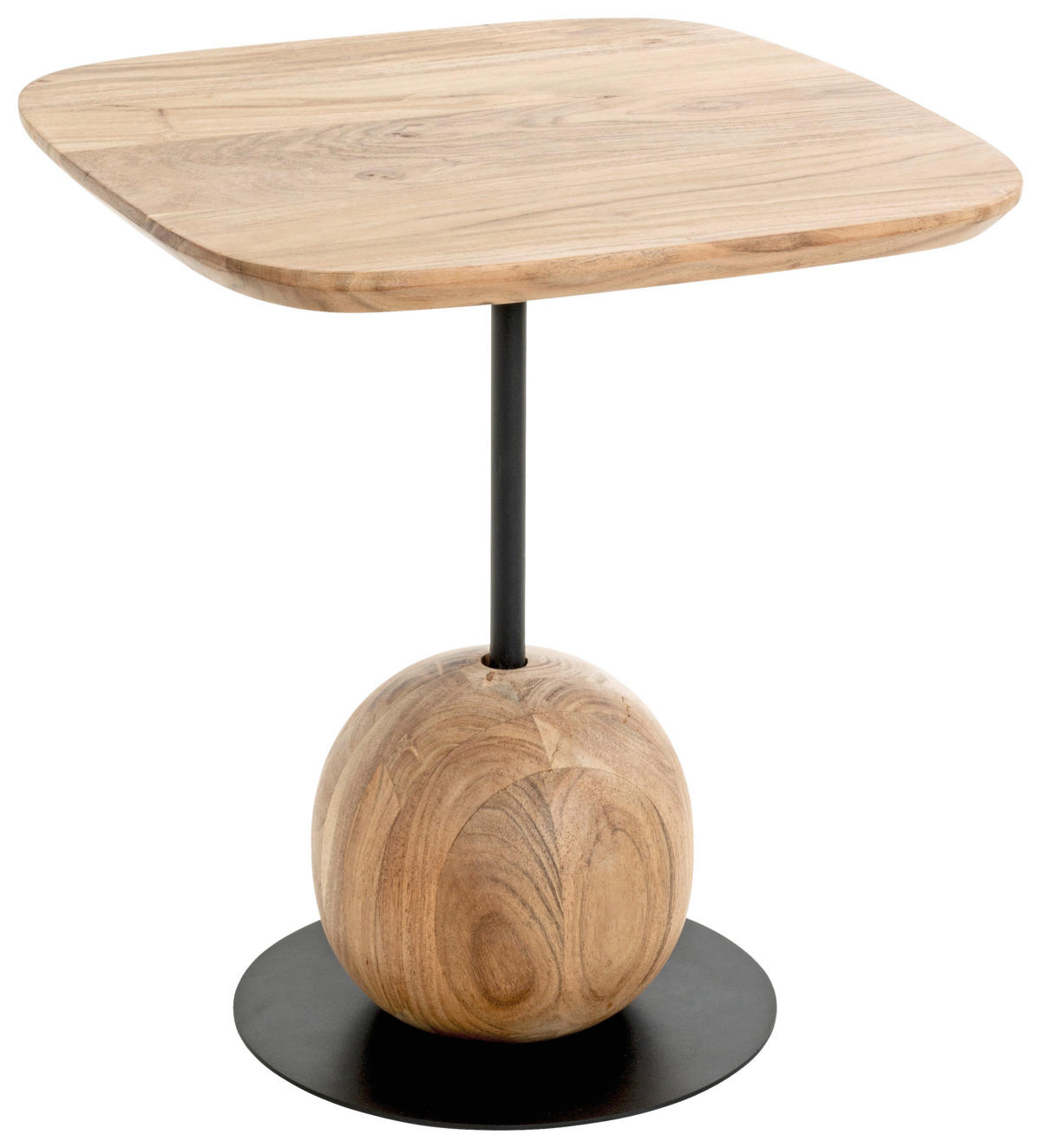 BEISTELLTISCH 45/45/50 cm Akazie massiv Schwarz, Akaziefarben quadratisch  - Schwarz/Akaziefarben, KONVENTIONELL, Holz/Metall (45/45/50cm)