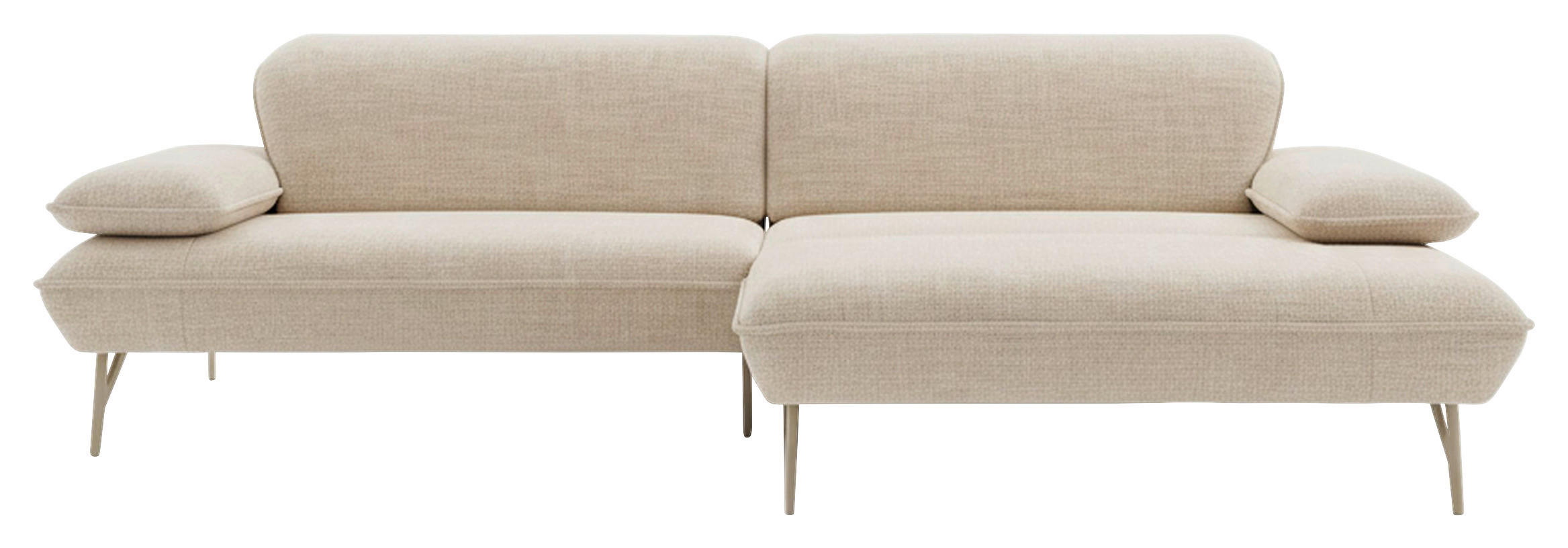 ECKSOFA Beige Flachgewebe Rücken echt, Kopfteilverstellung, Sitztiefenverstellung  - Beige, Design, Textil/Metall (282/165cm) - hülsta