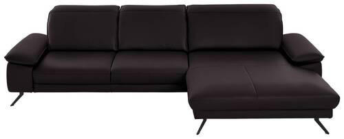 ECKSOFA in Echtleder Dunkelbraun  328/193 cm  - Dunkelbraun/Schwarz, Design, Leder/Metall (328/193cm) - Dieter Knoll