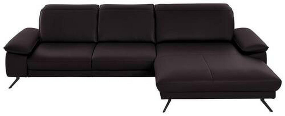 ECKSOFA in Echtleder Dunkelbraun  - Dunkelbraun/Schwarz, Design, Leder/Metall (328/193cm) - Dieter Knoll