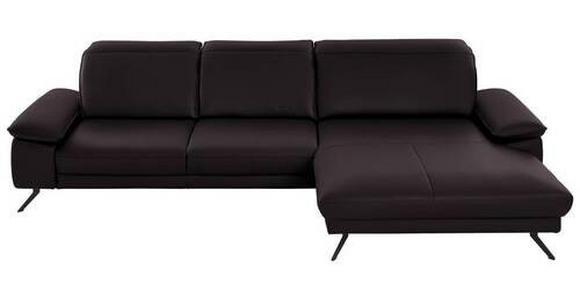 ECKSOFA in Echtleder Dunkelbraun  - Dunkelbraun/Schwarz, Design, Leder/Metall (328/193cm) - Dieter Knoll