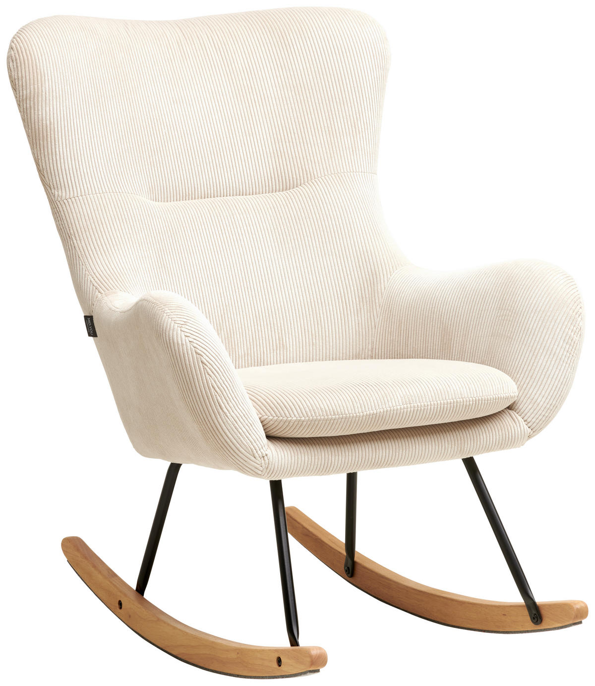 SCHAUKELSESSEL in Cord Creme, Naturfarben, Schwarz  - Creme/Schwarz, MODERN, Holz/Textil (75/102/80cm) - MID.YOU