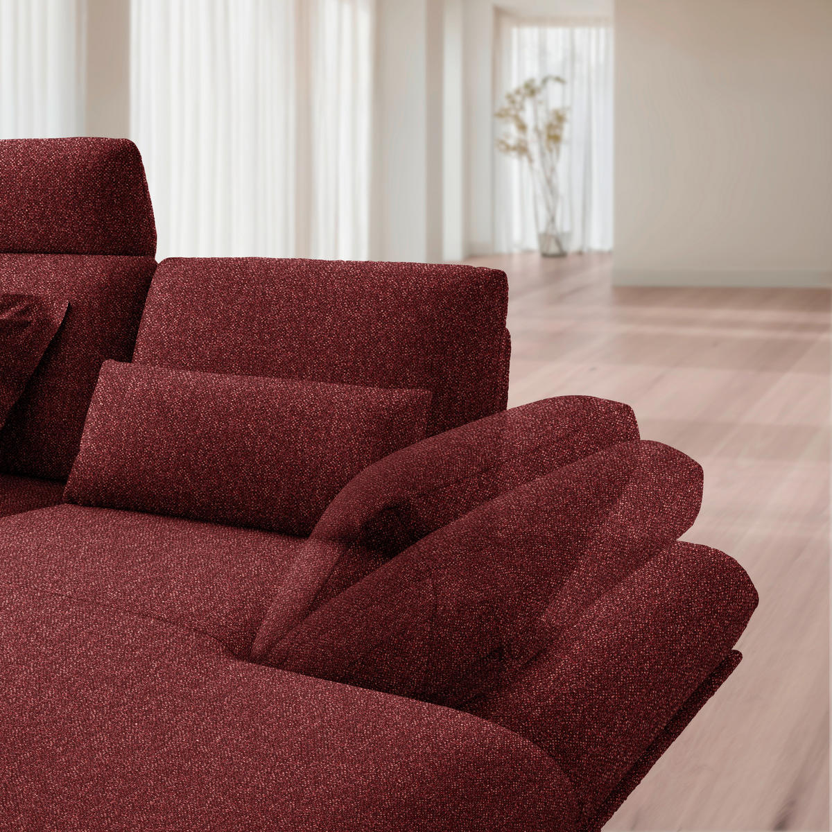 ECKSOFA  in Flachgewebe Rot  234/155 cm  - Rot/Schwarz, Design, Textil/Metall (234/155cm) - Dieter Knoll