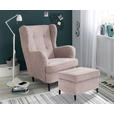 HOCKER Mikrovelours Rosa  - Schwarz/Rosa, Basics, Holz/Textil (63/43/42cm) - Carryhome