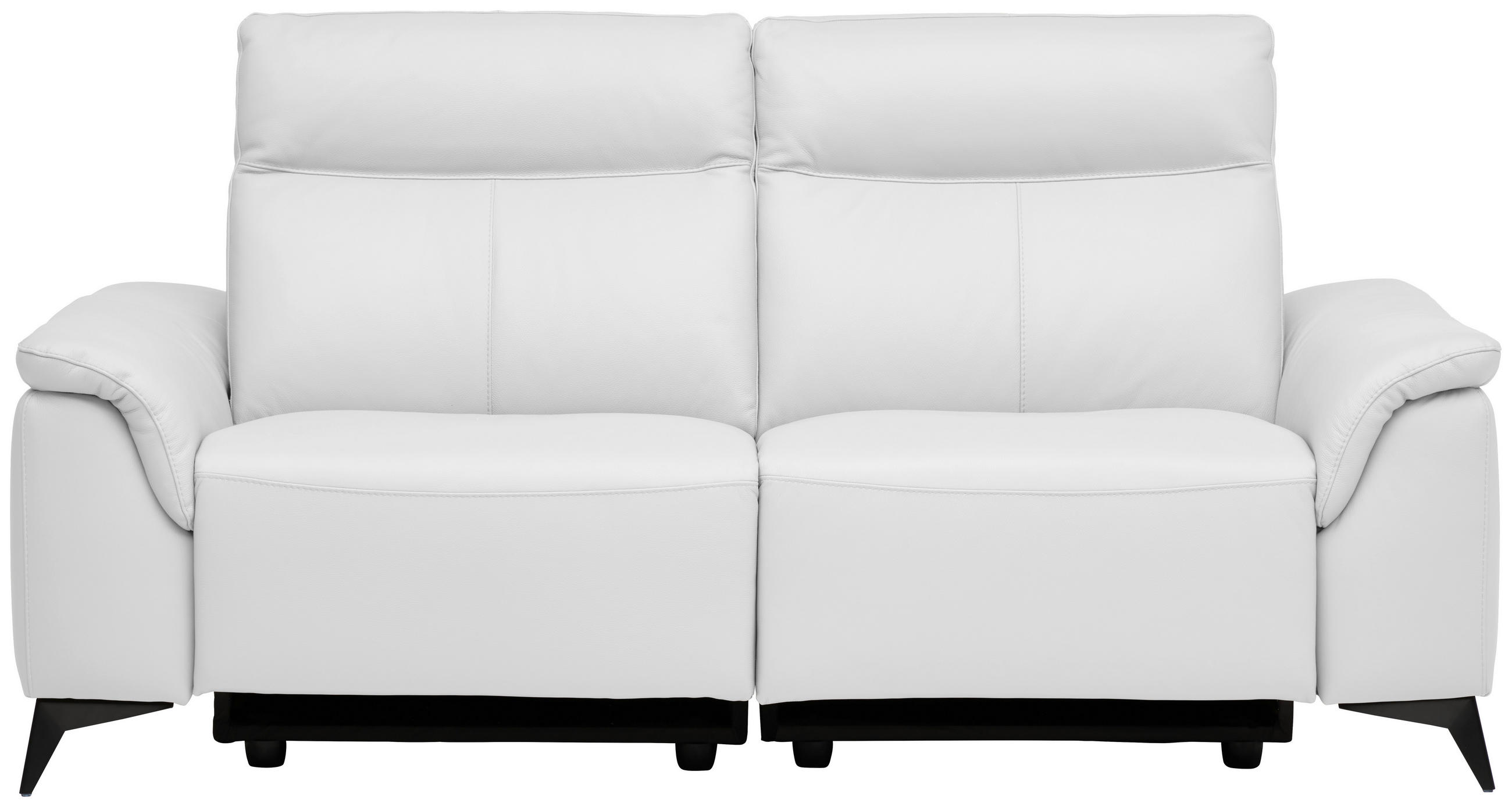 3-SITZER-SOFA Echtleder Weiß  - Schwarz/Weiß, Design, Leder/Metall (208/105/98cm) - Emilio Belluti