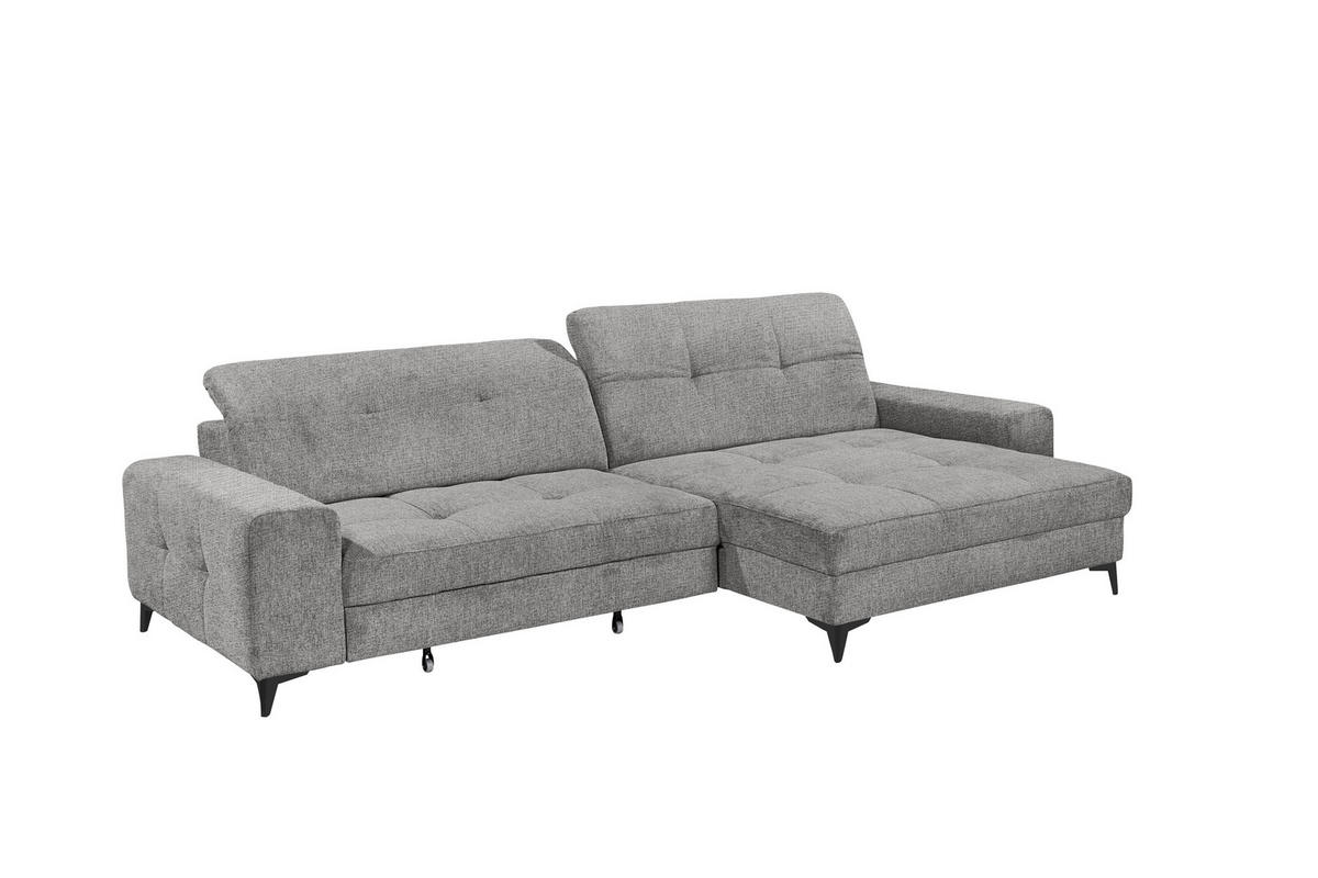 ECKSOFA SORELLA Grau Chenille Kopfteilverstellung, Sitztiefenverstellung  - Schwarz/Grau, Design, Kunststoff/Textil (328/182cm) - MID.YOU