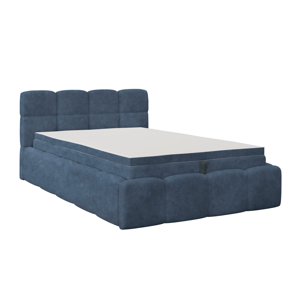 POLSTERBETT 140/200 cm,  in Blau, Matratze, Bettkasten, H3 = fest  - Blau/Schwarz, Trend, Kunststoff/Textil (140/200cm)