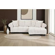 ECKSOFA  in Plüsch Weiß  288/190 cm  - Dunkelbraun/Weiß, KONVENTIONELL, Holz/Textil (288/190cm) - Carryhome