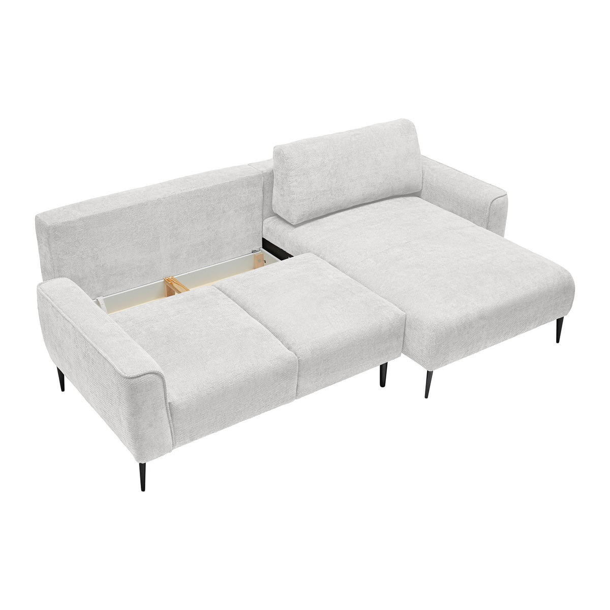 ECKSOFA in Webstoff Creme  - Creme/Schwarz, Modern, Textil/Metall (255/164cm) - MID.YOU