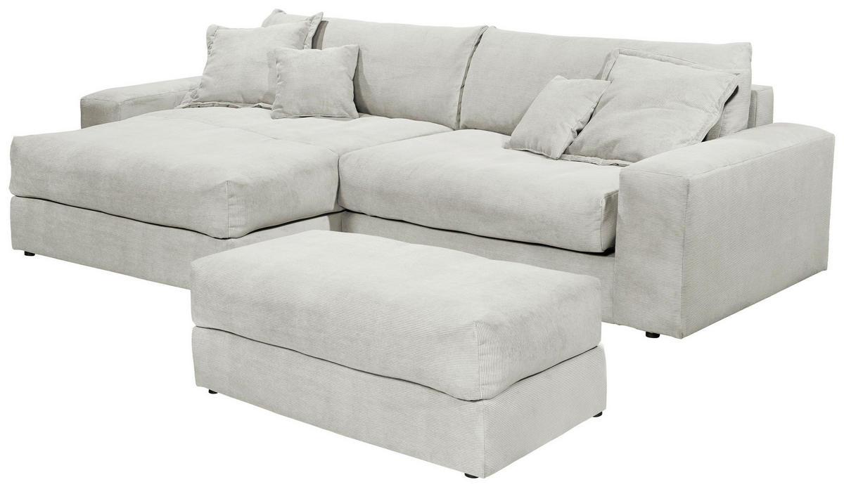 ECKSCHLAFSOFA  KAMIL Beige Cord  - Beige/Schwarz, MODERN, Kunststoff/Textil (180/297cm) - Livetastic