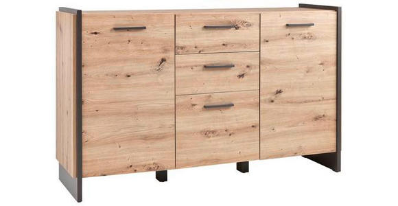 SIDEBOARD Eiche Artisan  - Eiche Artisan/Grau, Design, Holzwerkstoff/Kunststoff (141,8/86,1/41,3cm) - Hom`in