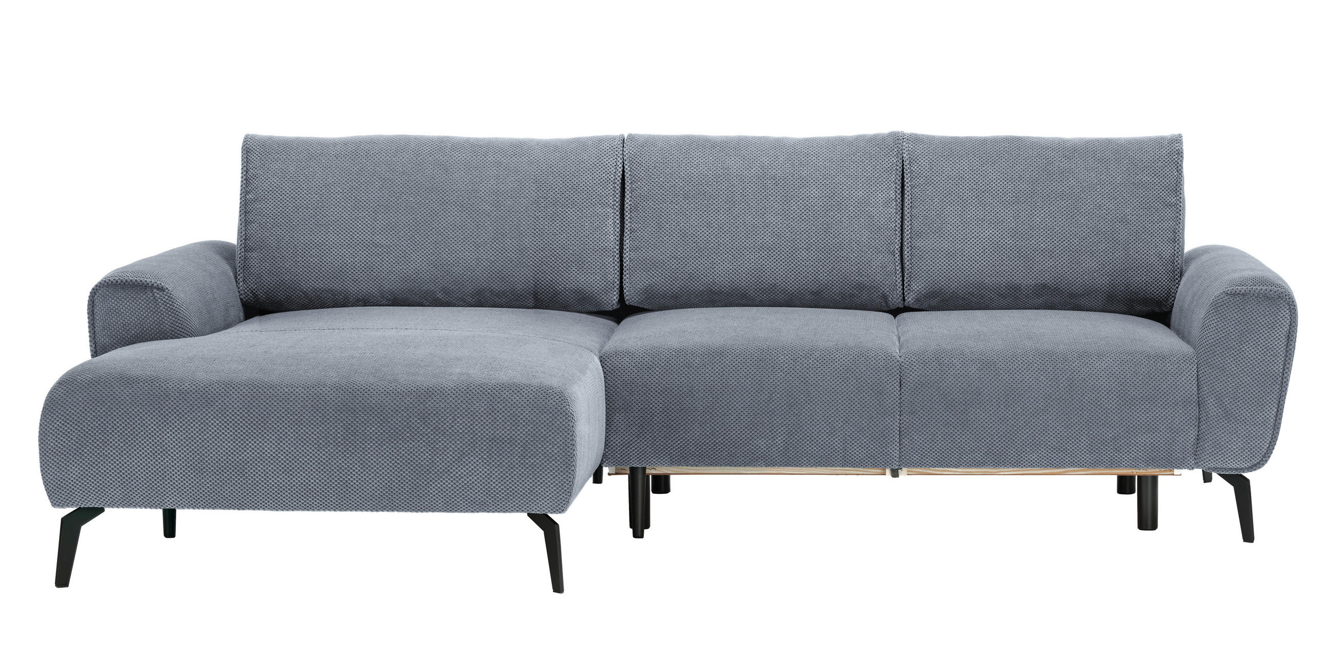 ECKSOFA in Webstoff Blaugrau  - Blaugrau/Schwarz, Design, Textil/Metall (170/272cm) - Welnova