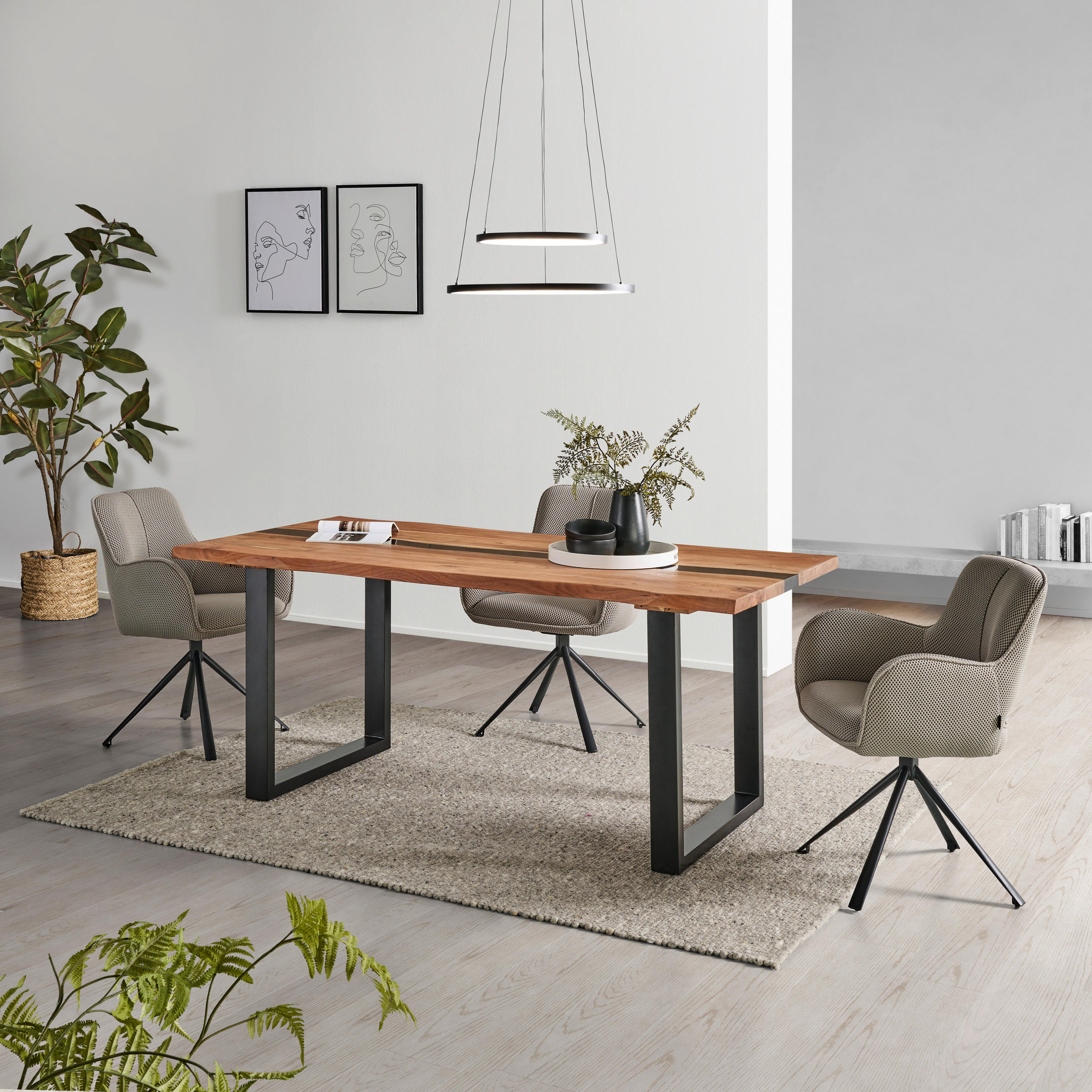 STOL ZA BLAGOVAONICU  crna, boje bagrema  drvo, metal      - boje bagrema/crna, Moderno, drvo/metal (180/76/90cm) - Livetastic