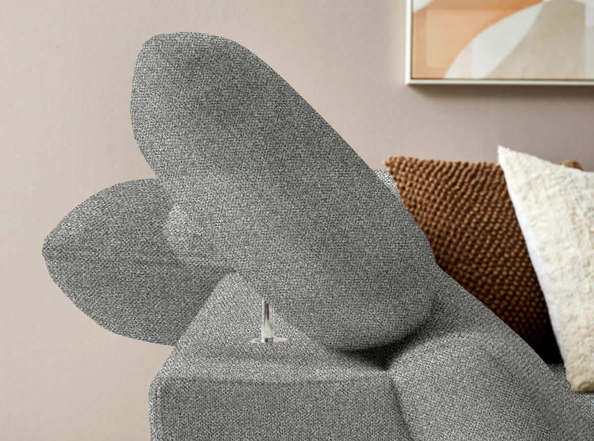 ECKSOFA in Bouclé Hellgrau  - Eichefarben/Hellgrau, Modern, Holz/Textil (212/287cm) - Valnatura