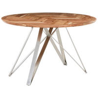 MATBORD i trä, metall 120/120/76 cm   - stålfärgad/akaciefärgad, Design, metall/trä (120/120/76cm) - Landscape